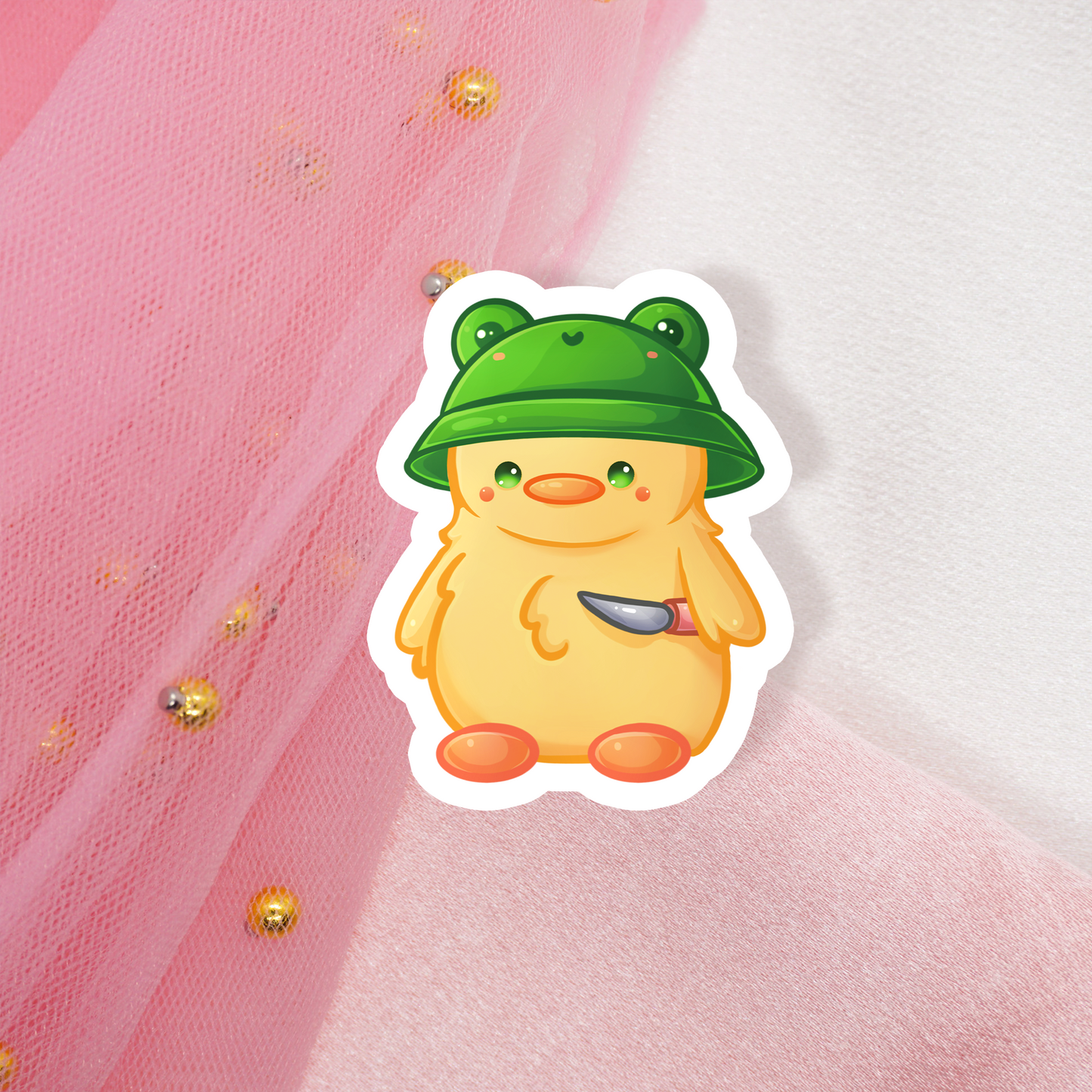 Cute Animal Sticker Chicken mit Messer