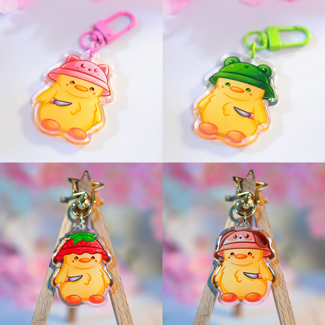 Kawaii Bird Duck Chicken with Knife Keychain