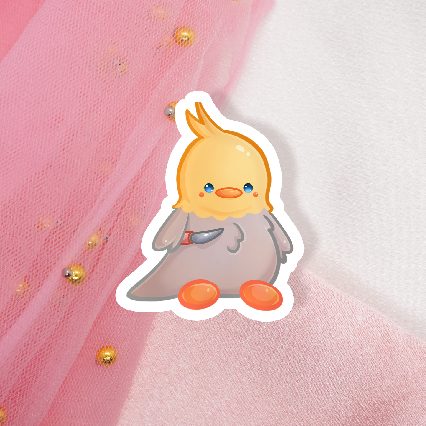 Cute Animal Sticker Cockatiel with Knife