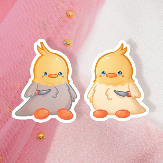 Cute Animal Sticker Cockatiel with Knife