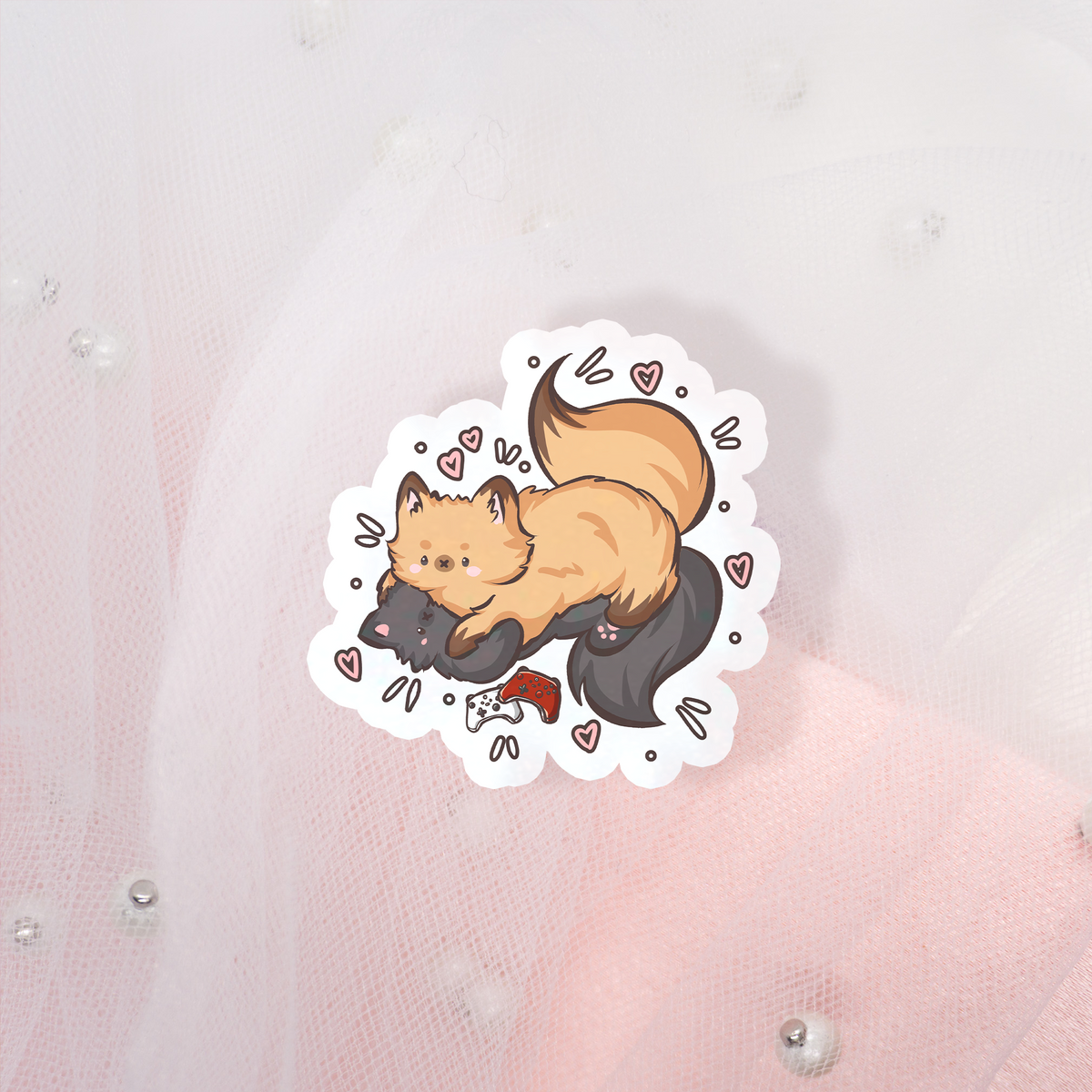 Cute Animal Sticker Gaming Cat Couple