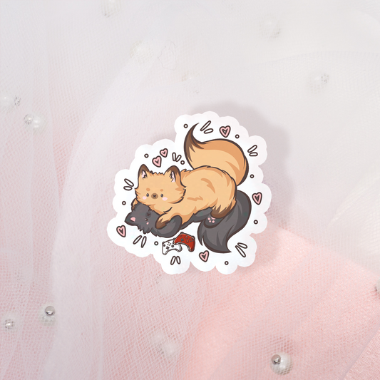 Cute Animal Sticker Gaming Cat Couple