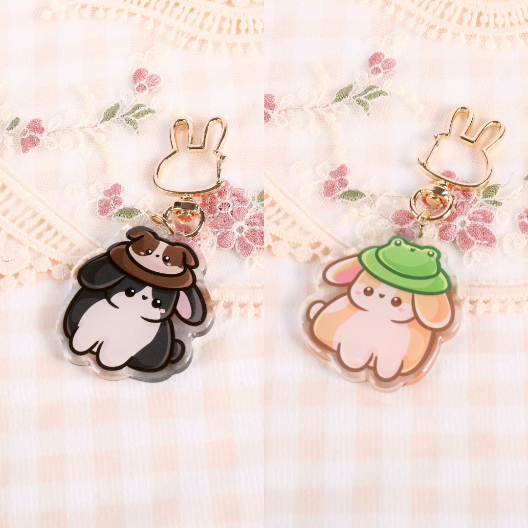 Kawaii Bunny with Hat Keychain