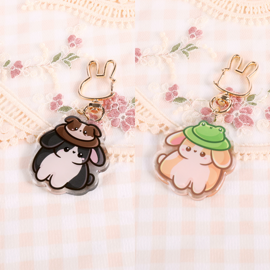 Kawaii Bunny with Hat Keychain