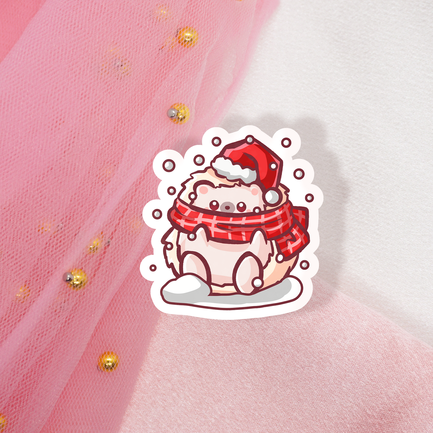 Cute Animal Glitter Sticker Christmas Hedgehog | Christmas Hedgehog