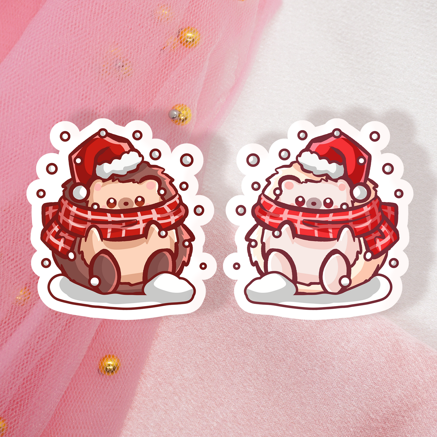 Cute Animal Glitter Sticker Weihnachts Igel | Christmas Hedgehog