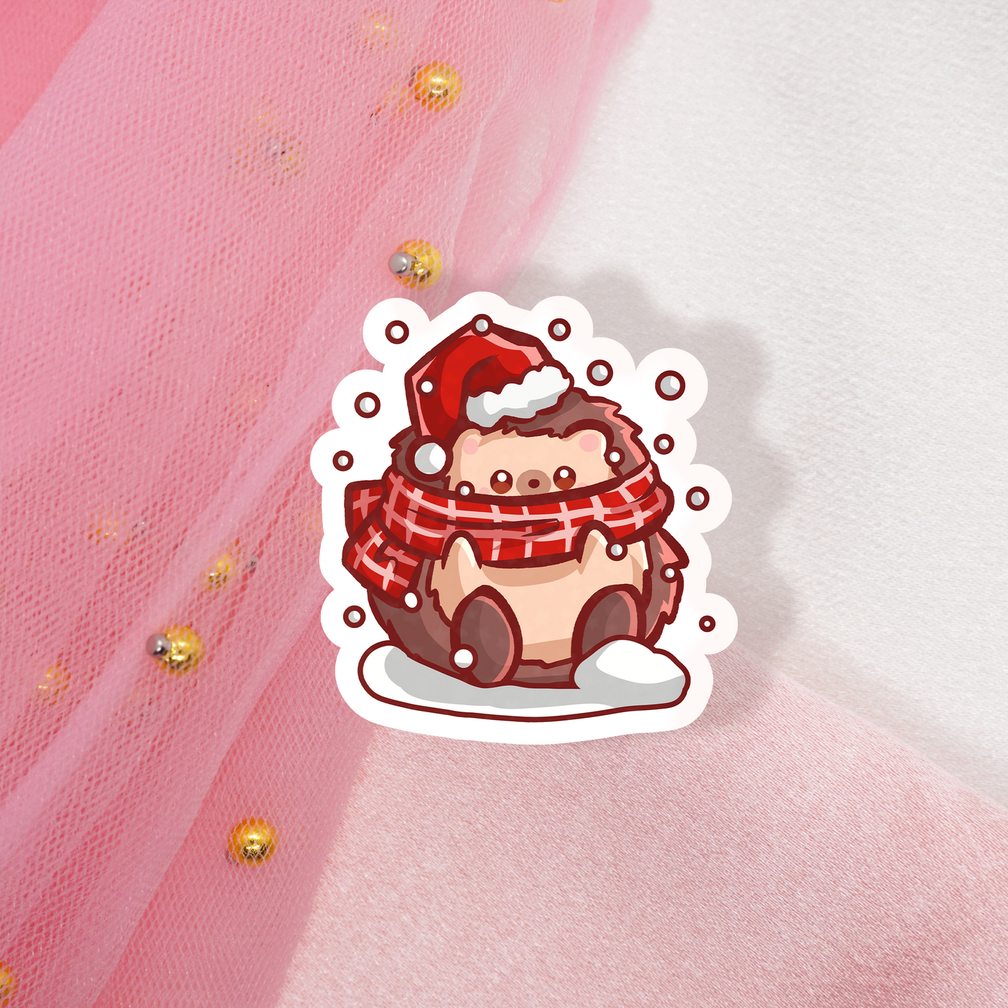 Cute Animal Glitter Sticker Christmas Hedgehog | Christmas Hedgehog