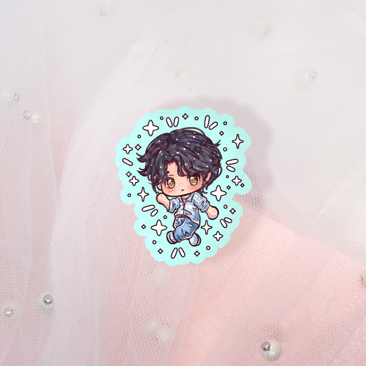 Anime K-Pop Boy Glitter Stickers
