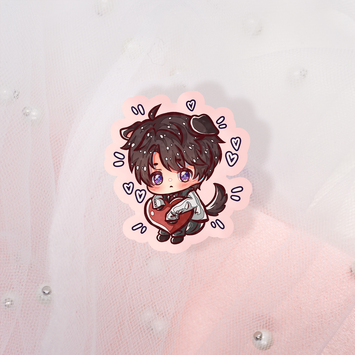 Cute Anime Glitter Sticker Caleb