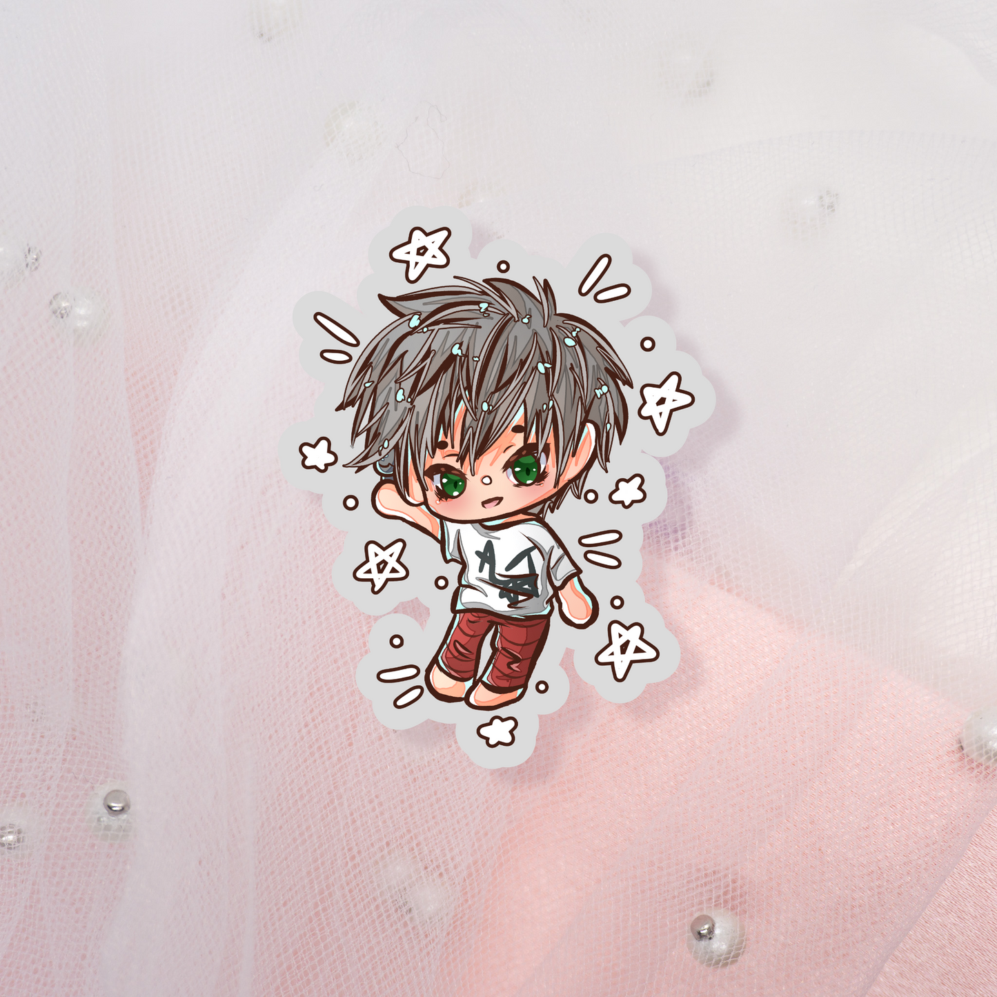 Cute Anime Glitter Stage Chibi Stickers