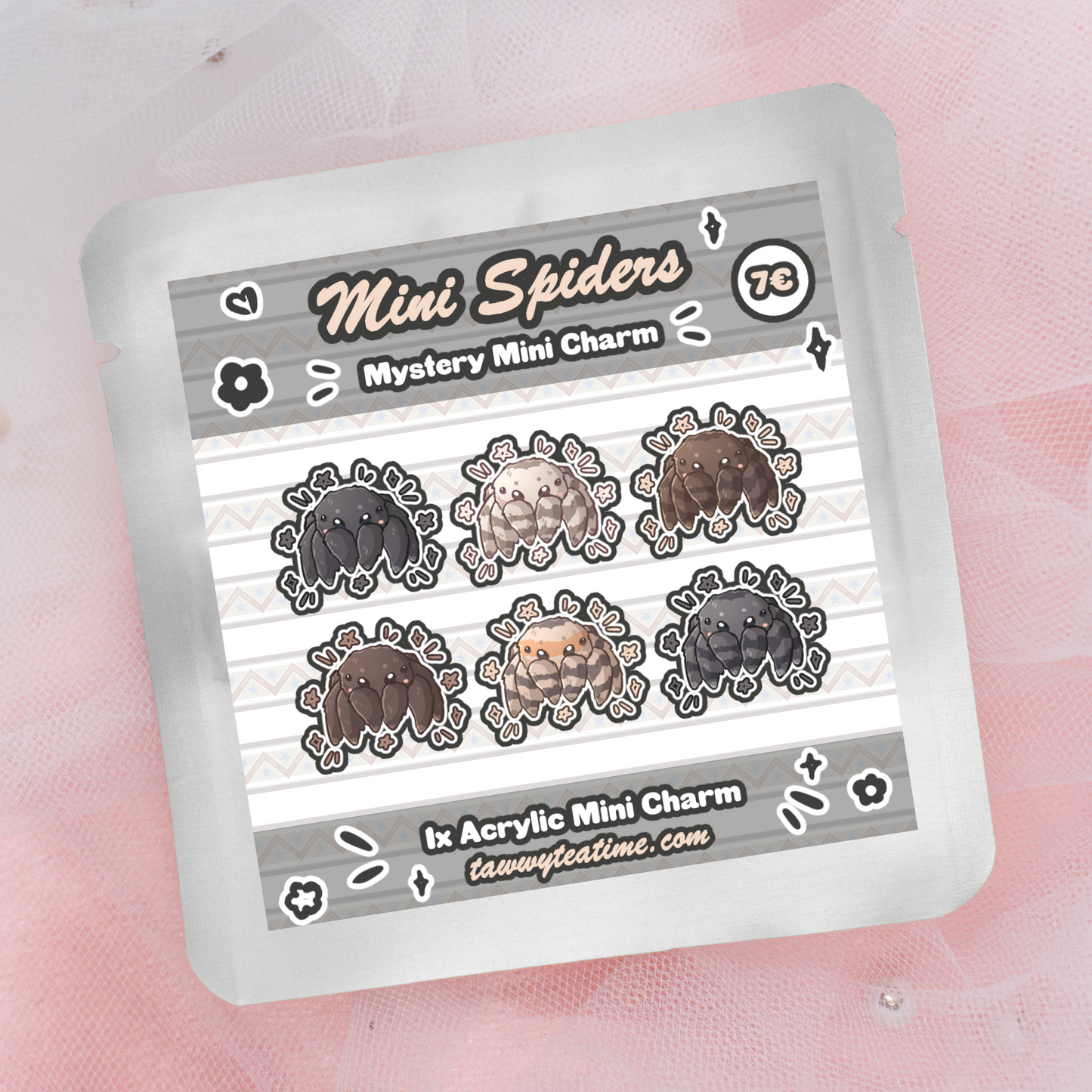 Kawaii Mystery Mini Spiders Acrylic Schlüsselanhänger Charm