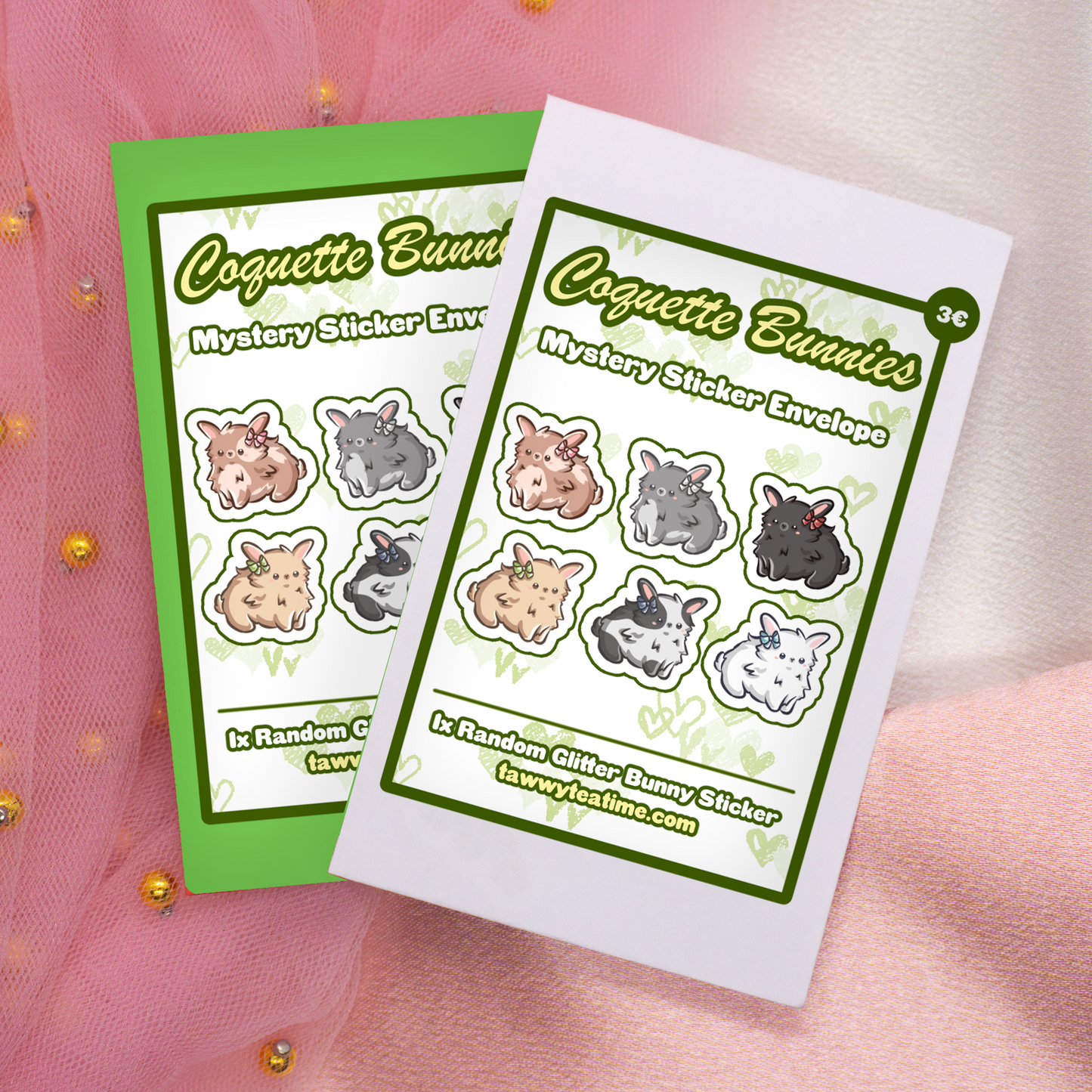 Coquette Bunnies Glitter Sticker Umschlag