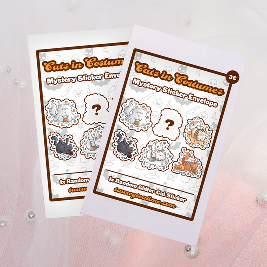 Cute Cats in Costumes Glitter Sticker Umschlag