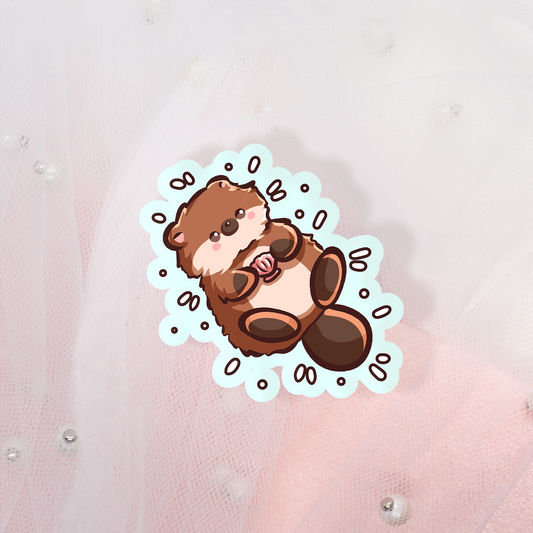 Cute Animal Sticker Otter mit Muschel