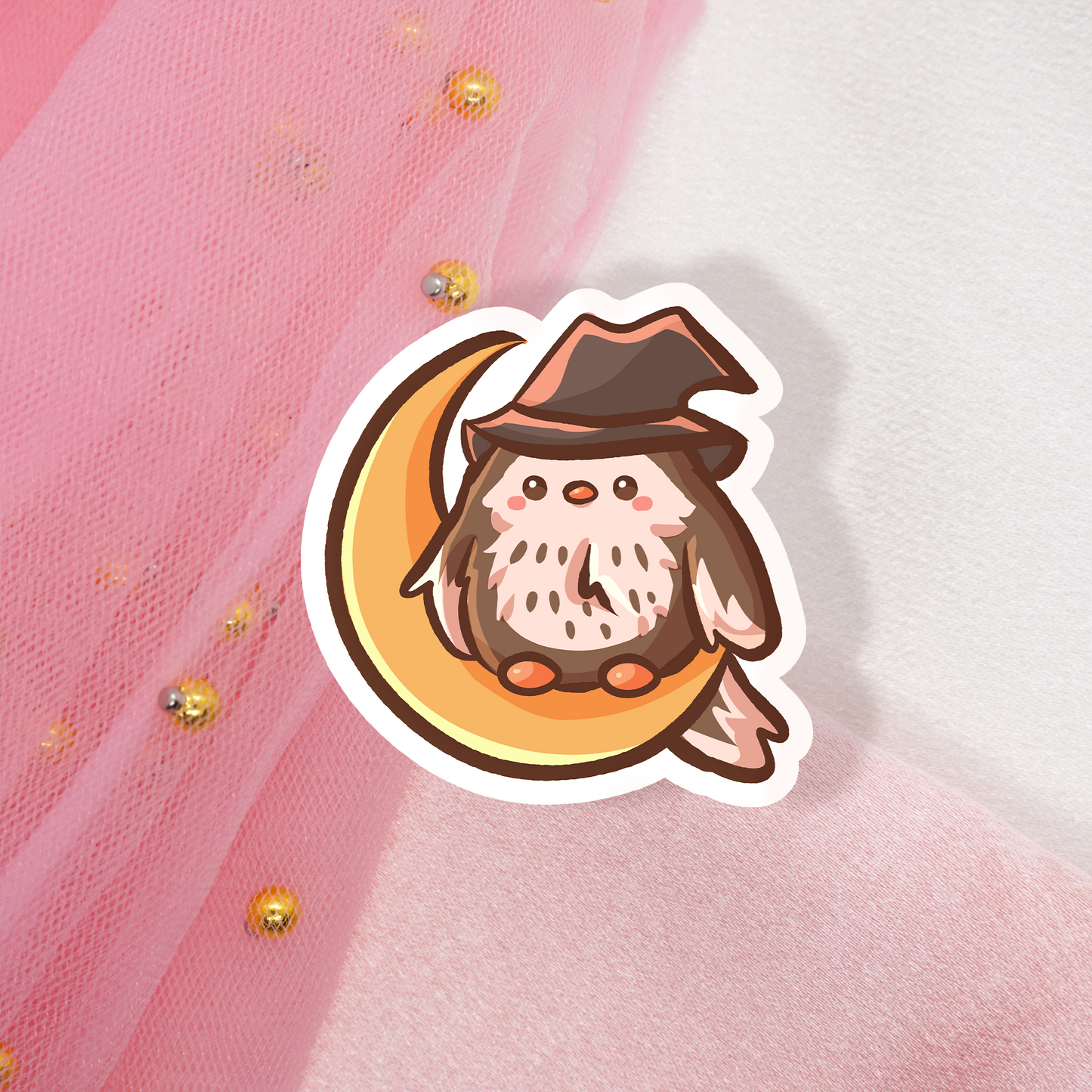 Cute Animal Sticker Halloween Owl on Moon