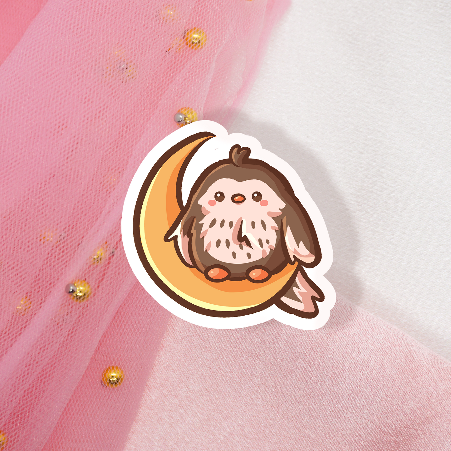 Cute Animal Sticker Halloween Owl on Moon