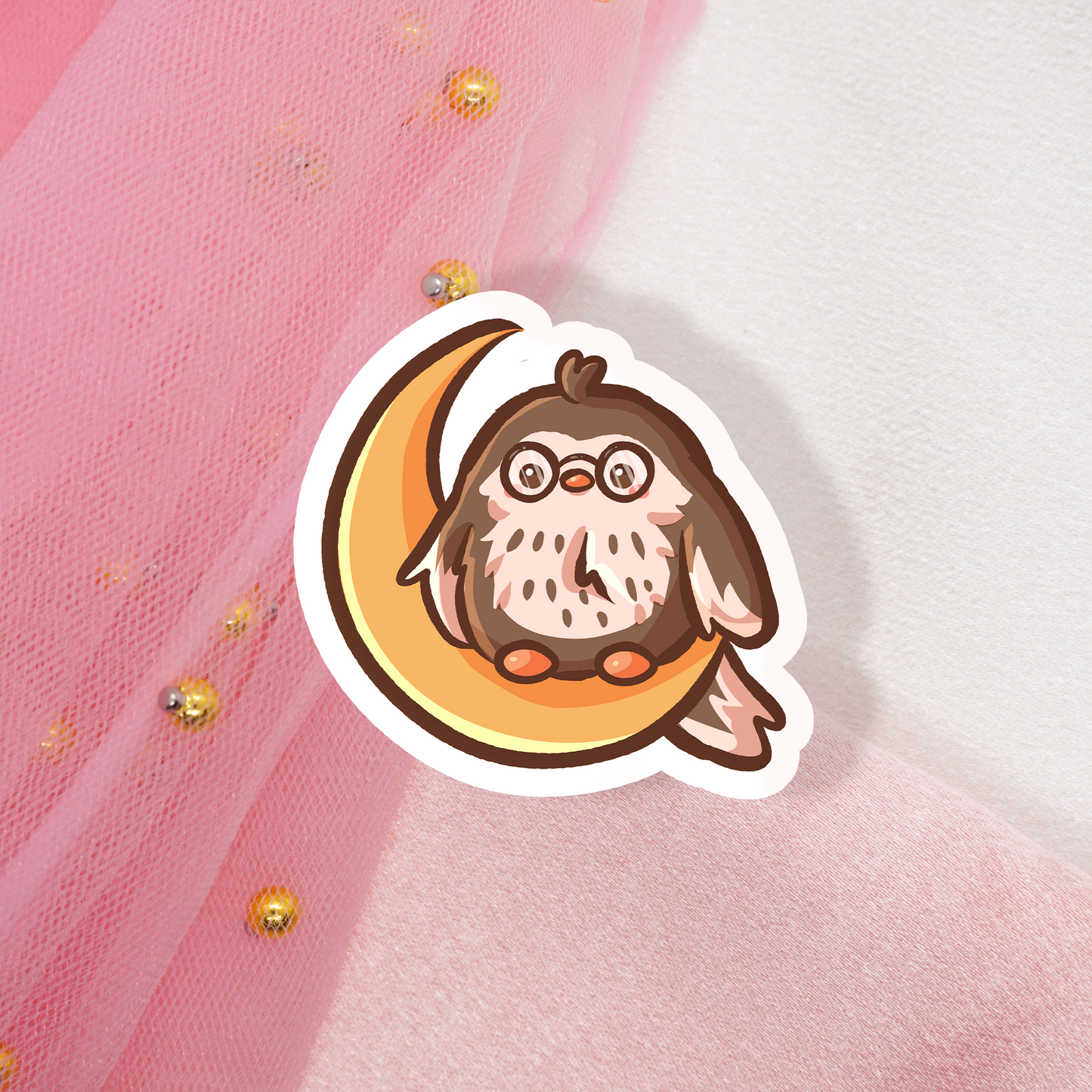 Cute Animal Sticker Halloween Owl on Moon