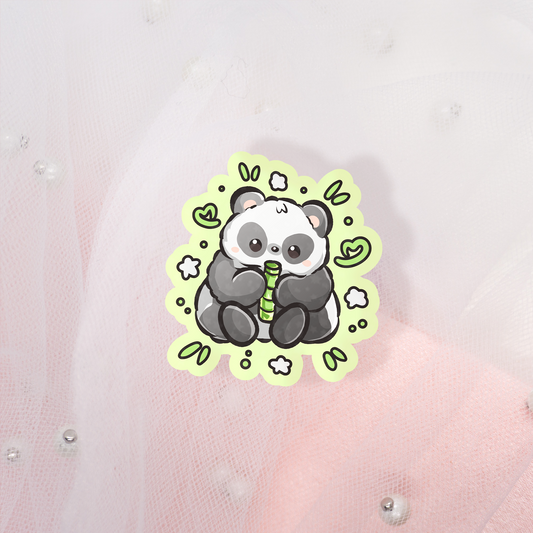 Cute Animal Glitter Sticker Panda with Bamboo
