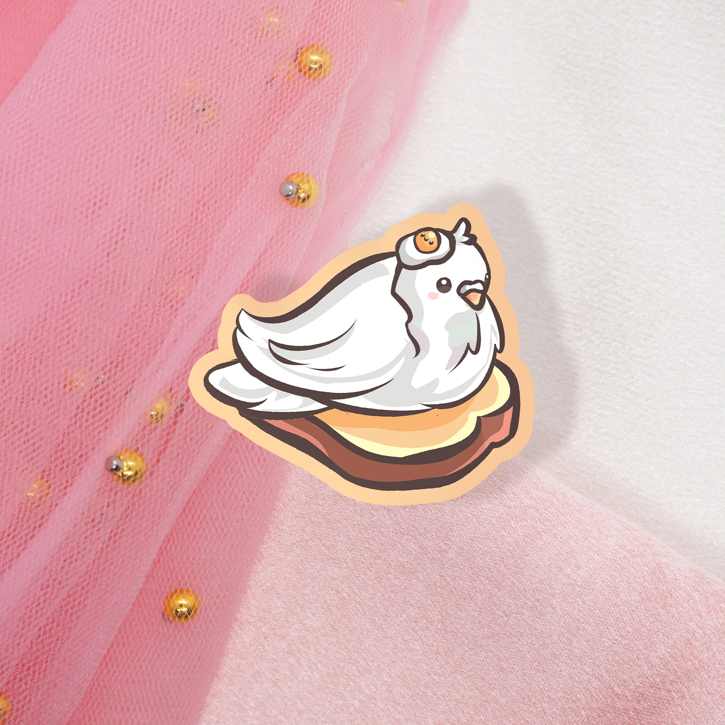 Cute Animal Sticker Taube mit Toast und Ei