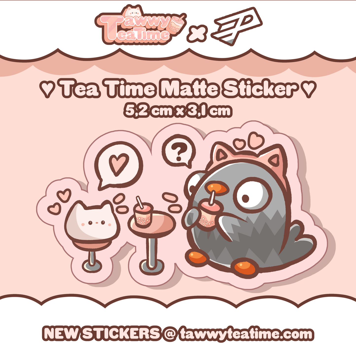 [COLLAB] Holo Sticker Tea Time Pigeon │DMP [Tawwy Tea Time x Demoted Pigeons Esports]