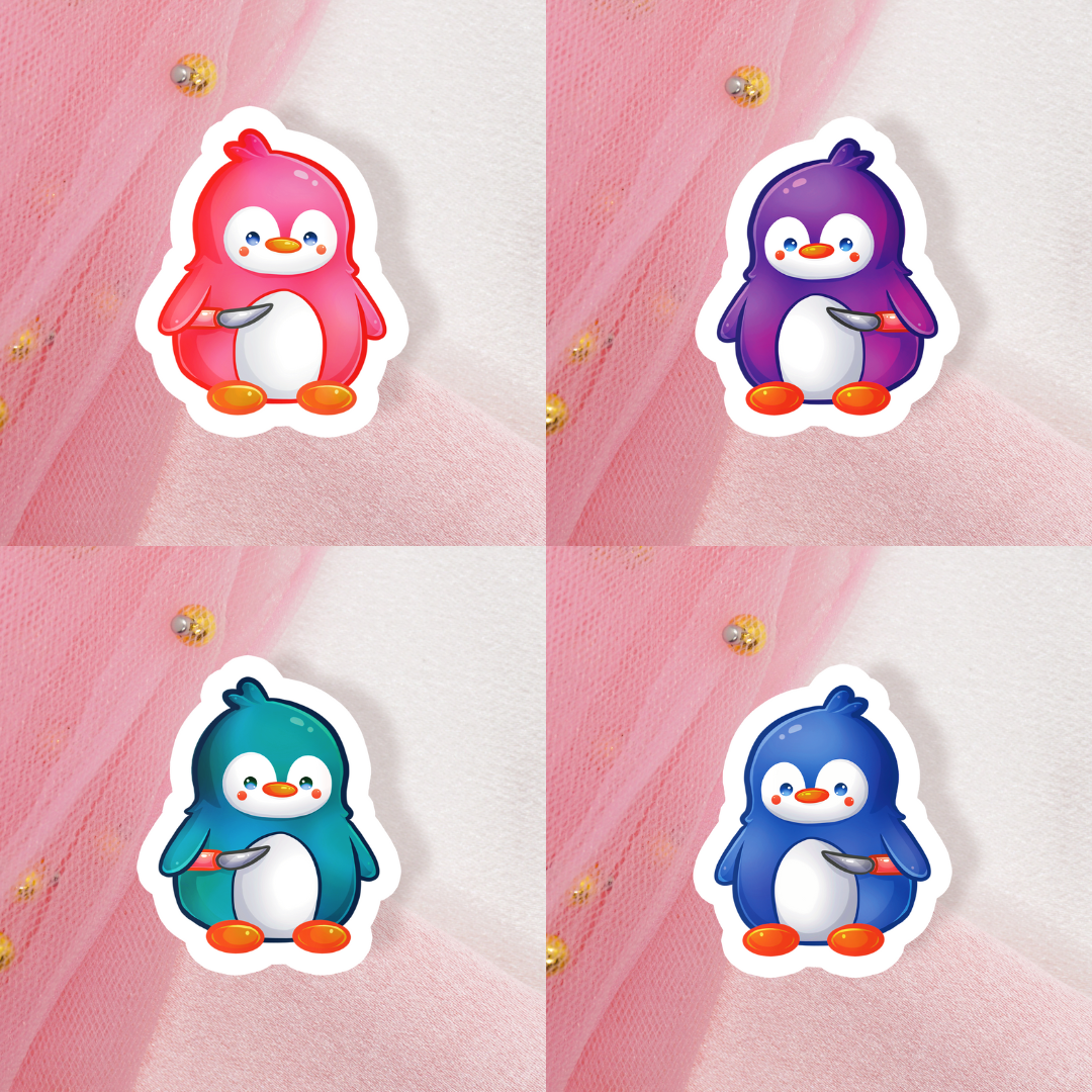 Cute Animal Sticker Pinguin mit Messer