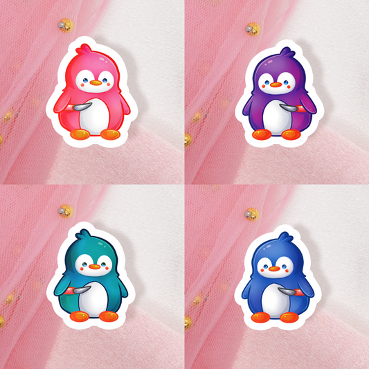 Cute Animal Sticker Penguin with knife