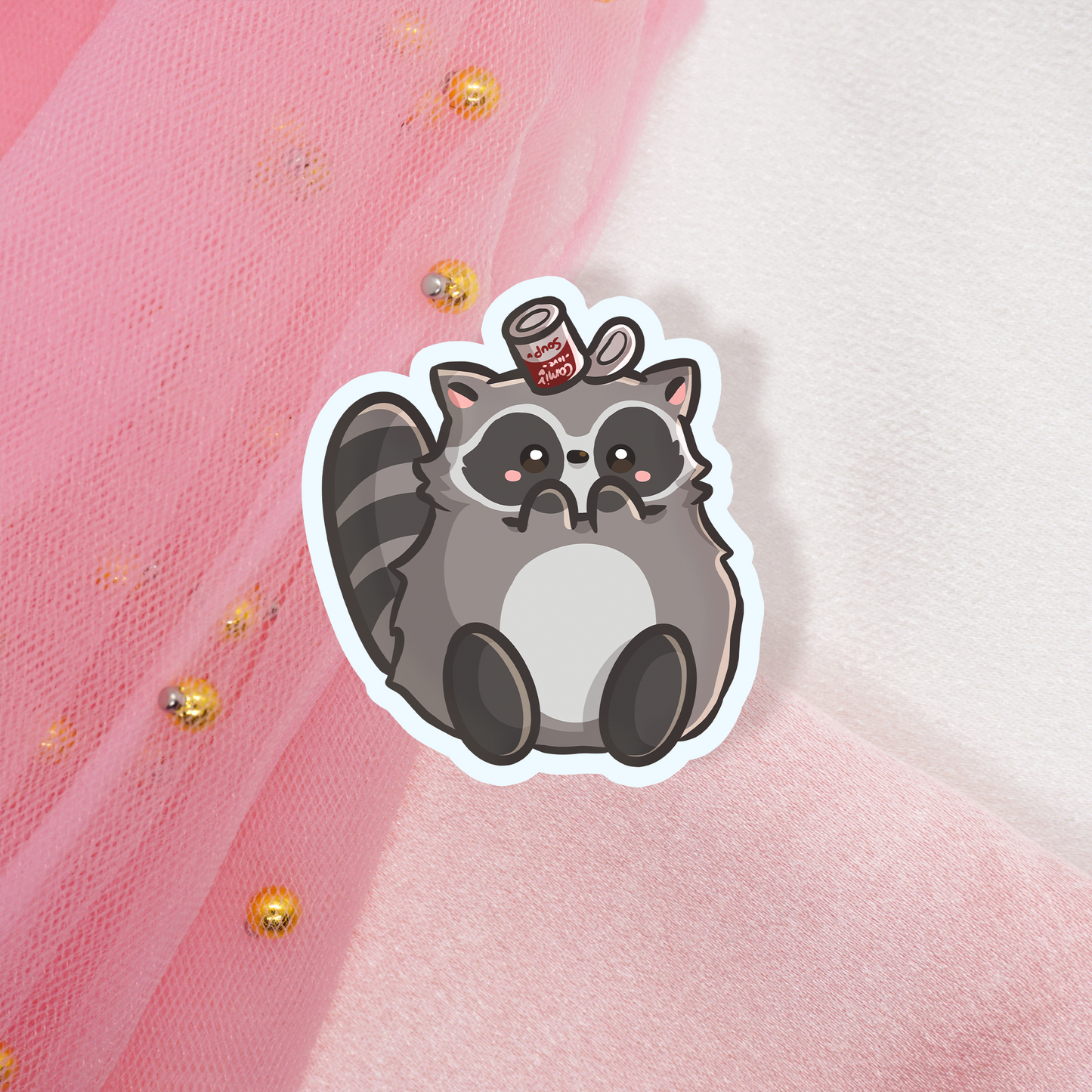 Cute Animal Sticker Raccoons with food