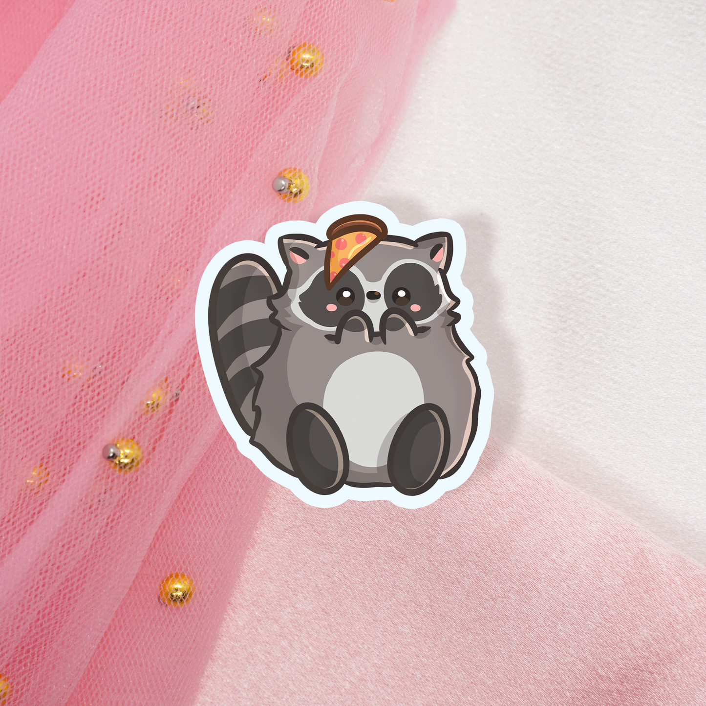 Cute Animal Sticker Raccoons with food