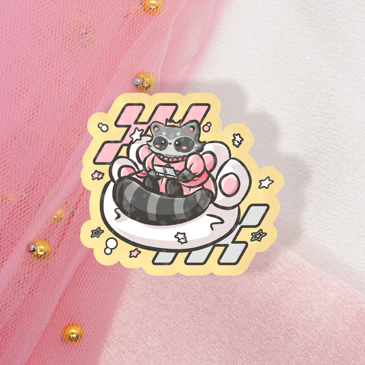 Cute Animal Holo Sticker Gaming Raccoon | Racoon