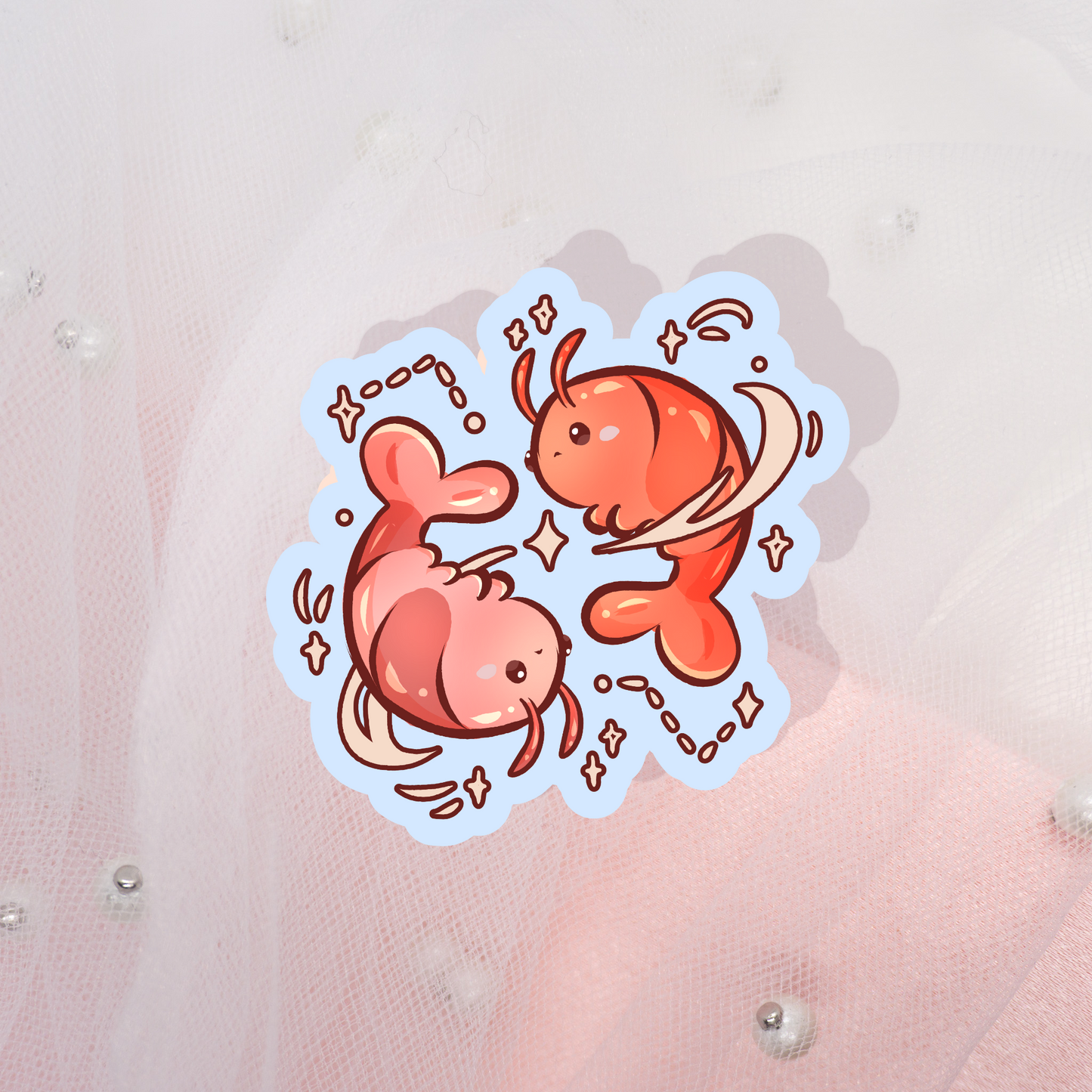 Cute Animal Sticker Twin Shrimp