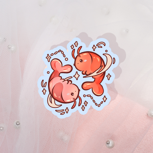 Cute Animal Sticker Twin Shrimp
