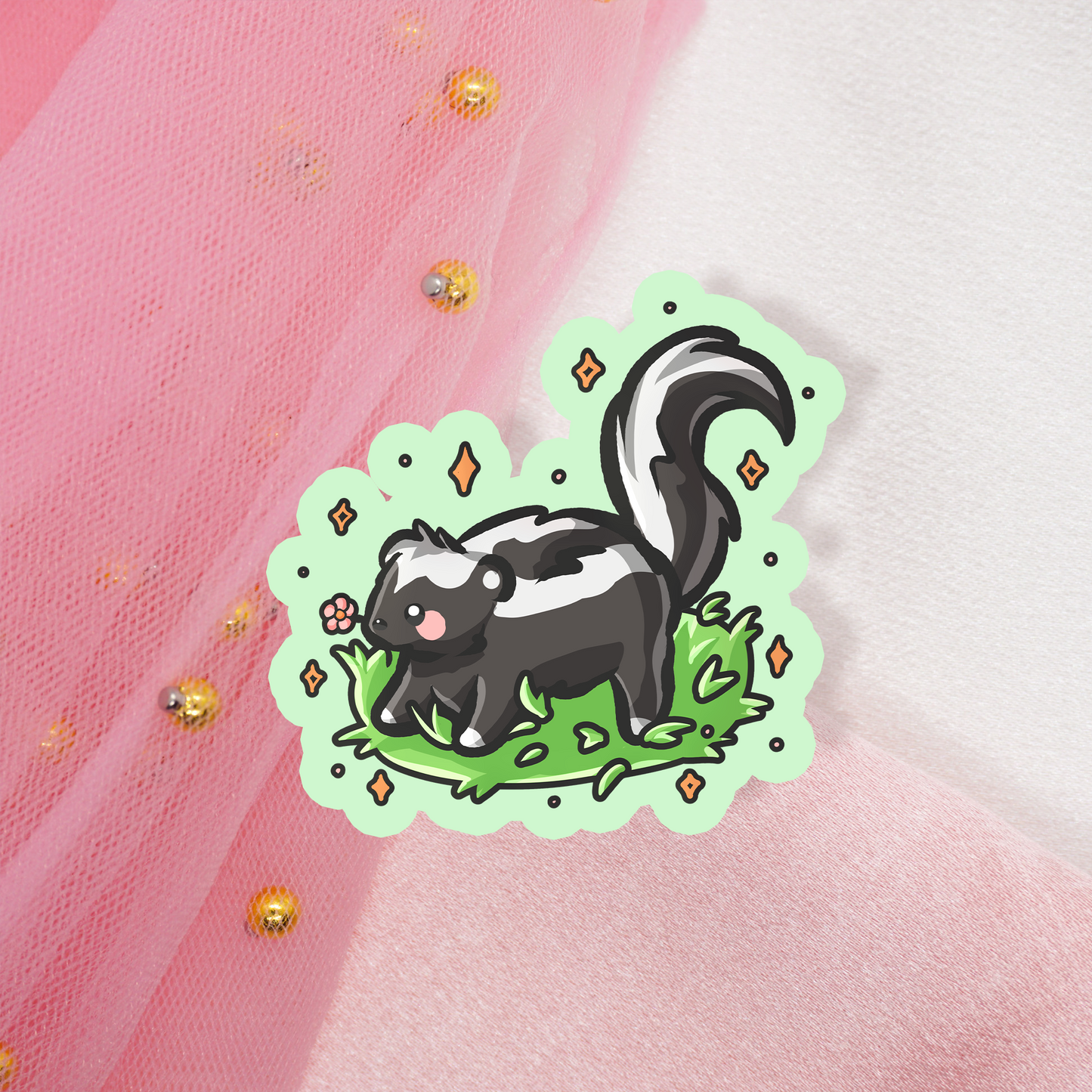 Cute Animal Sticker Stinktier mit Blume | Skunk