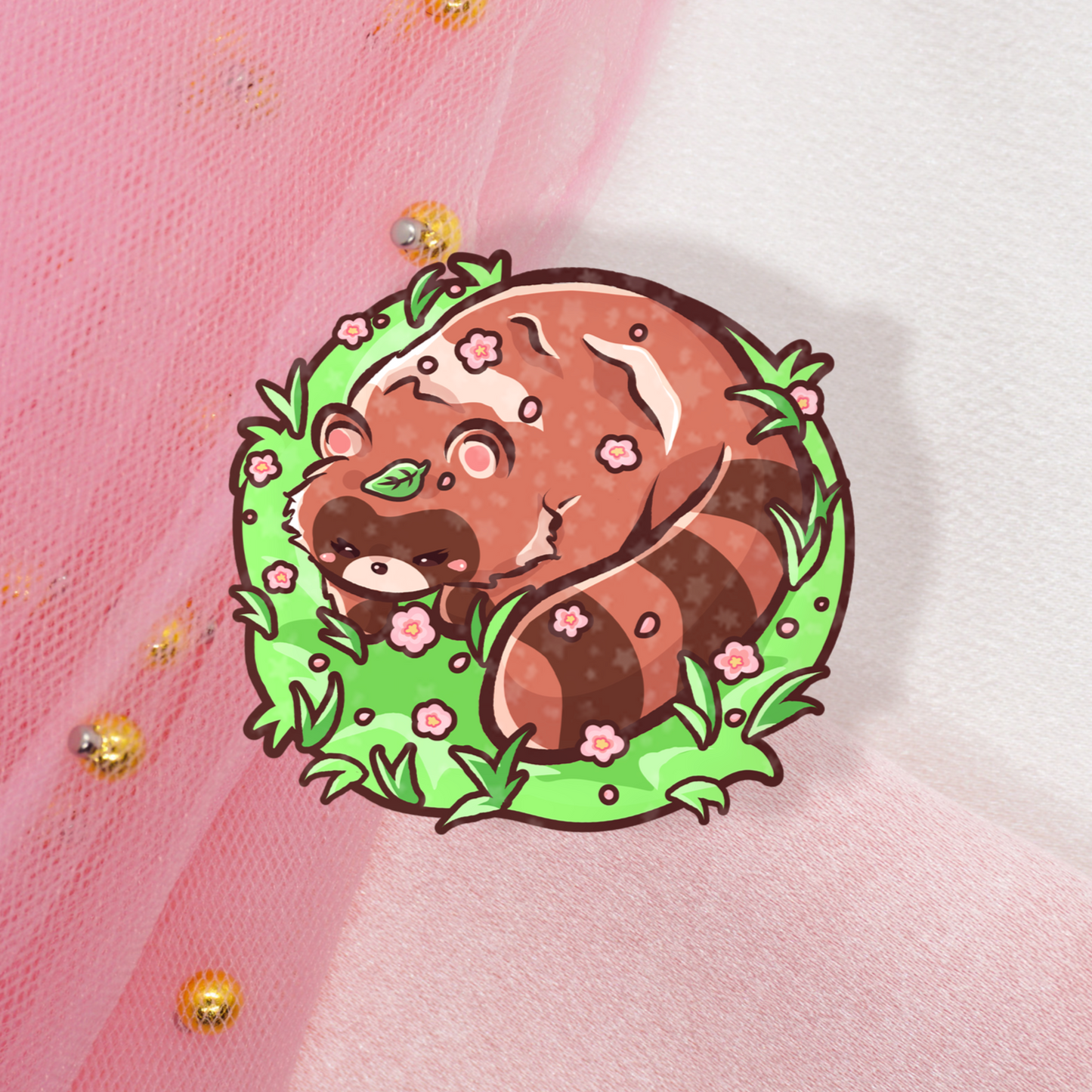 Cute Glitter Sticker sleepy Tanuki