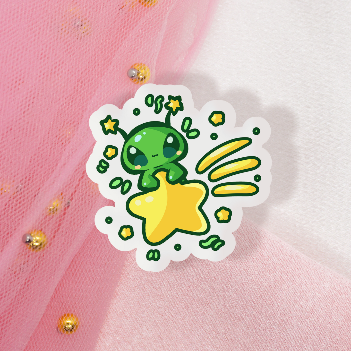 Cute Sticker Alien auf Sternschnuppe | Vorp