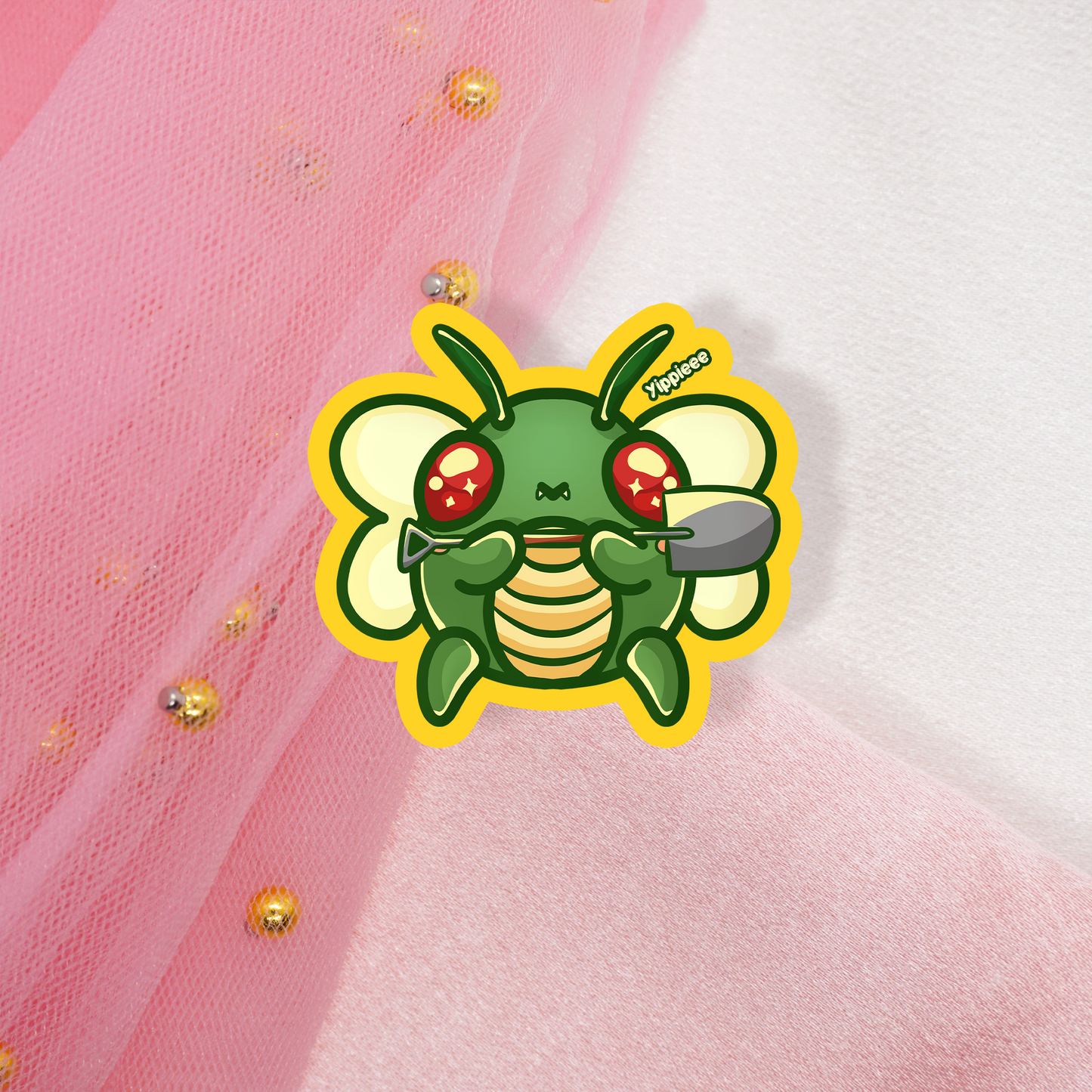 Cute Animal Sticker Yippie Bug mit Schaufel